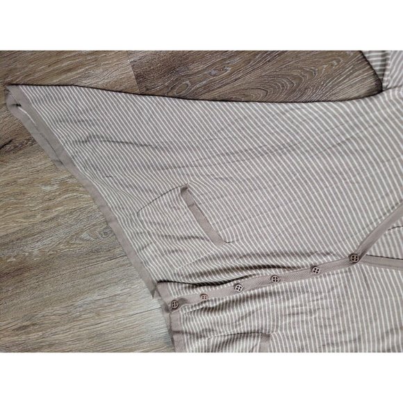 Threads Sakes Fifth Ave. Women's XS Sweater Beige Stripe Cardigan Asymmetric Hem - Picture 3 of 9